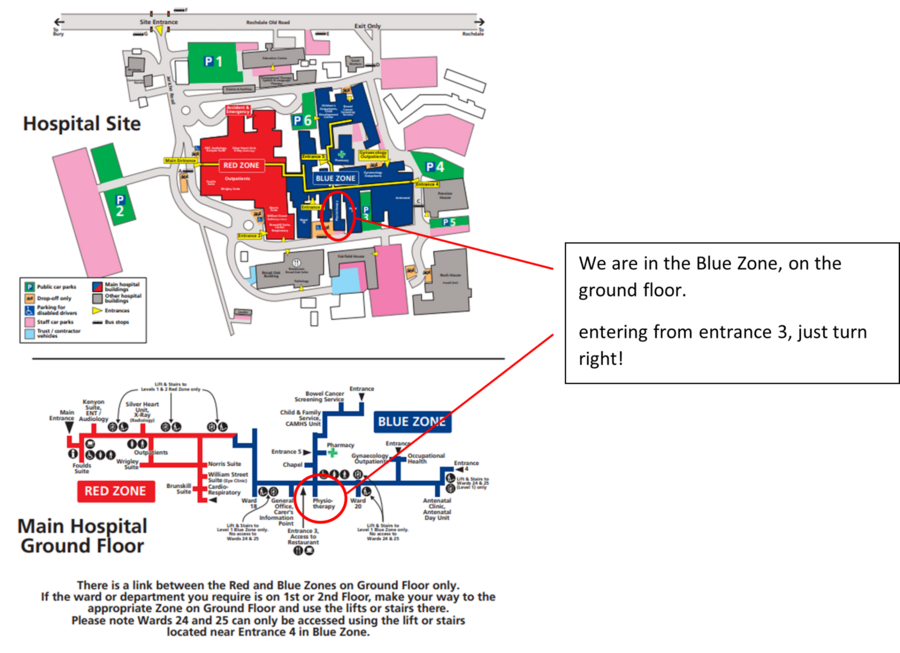 Fairfield Site Map - detailing Physio department